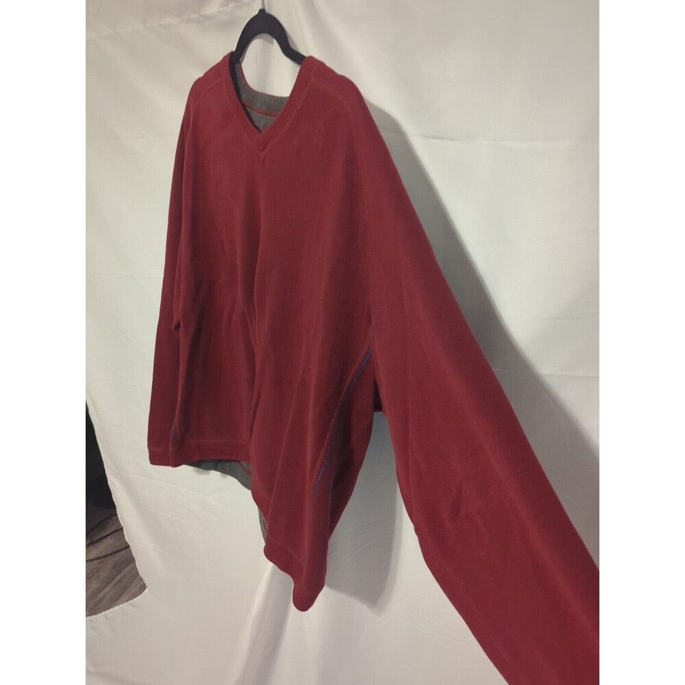Tommy Bahama Men’s Sweater Solid Burgundy Red Cotton V Neck XL Read Description - Picture 4 of 13